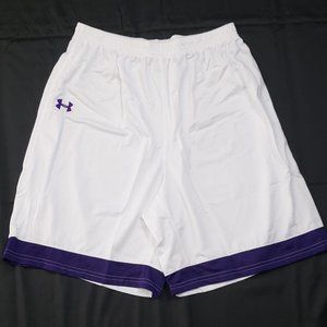 Under Armour Men’s White and Purple Performance Mesh Shorts No liner XL NWOT